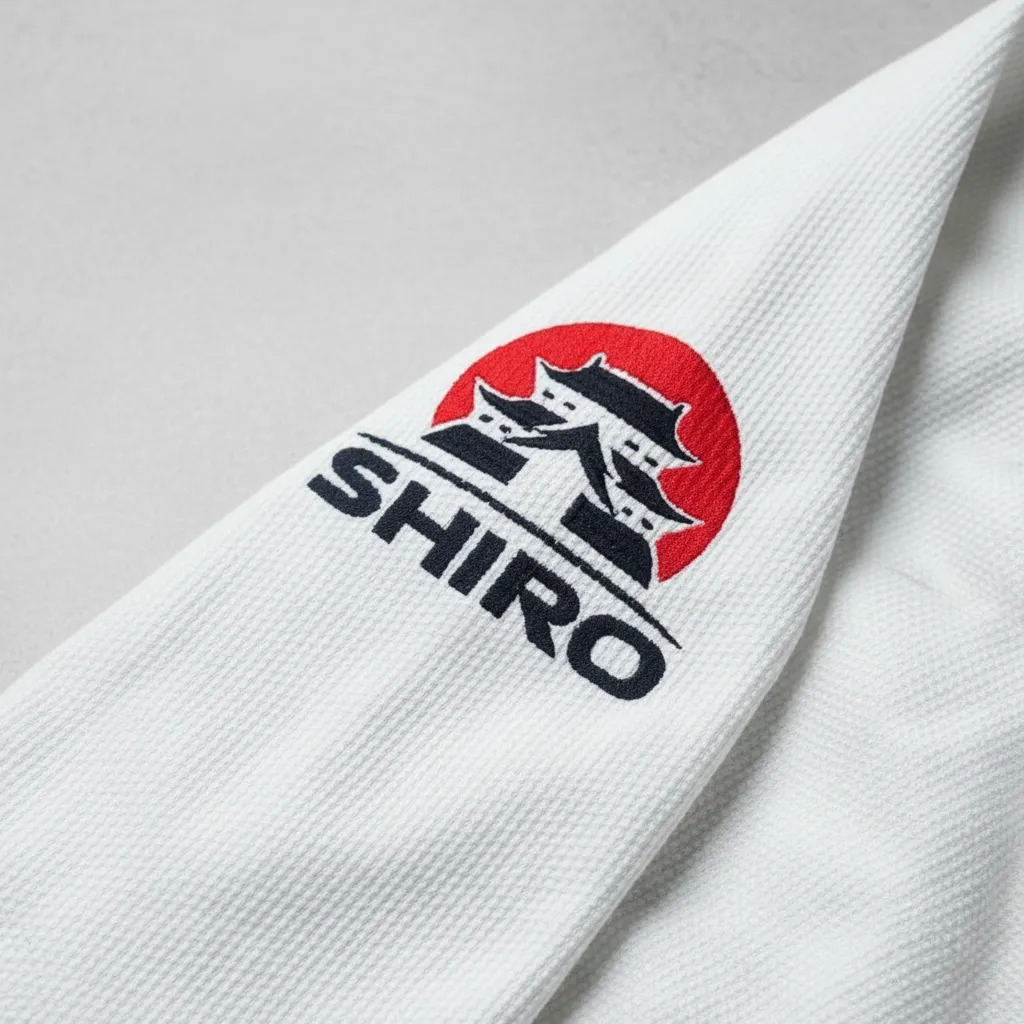 Detalle real de la chaqueta y costura del Shiro Gi